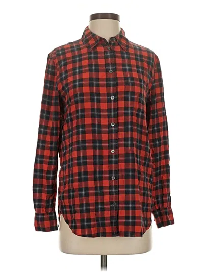 Pre-owned Equipment Long Sleeve Button Down Shirt In Red
