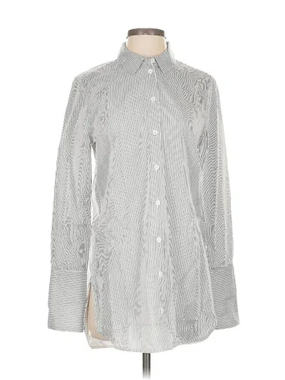 Pre-owned Equipment Long Sleeve Button Down Shirt In Silver