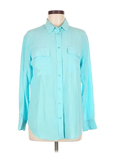 Pre-owned Equipment Long Sleeve Polo Shirt In Blue