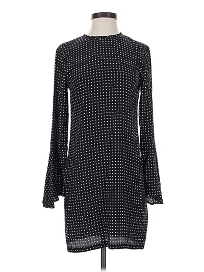 Pre-owned Equipment Long Sleeve Silk Top Black Mock Neckline Tops