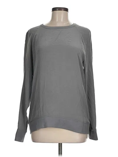 Pre-owned Equipment Long Sleeve Silk Top Gray Crew Neck Tops