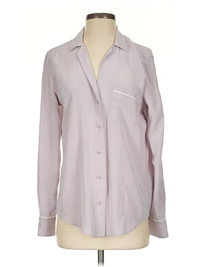 Pre-owned Equipment Long Sleeve Silk Top Gray Open Neckline Tops
