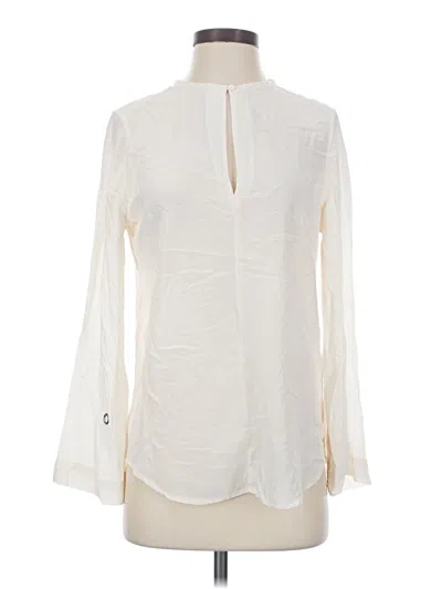 Pre-owned Equipment Long Sleeve Silk Top Ivory Keyhole Neckline Tops