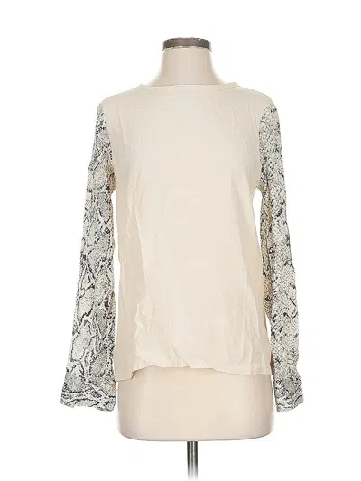 Pre-owned Equipment Long Sleeve Silk Top Ivory Square Neckline Tops In White