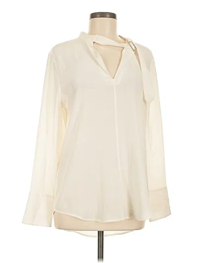 Pre-owned Equipment Long Sleeve Silk Top Ivory Tie Neck Tops