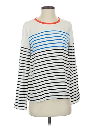 Pre-owned Equipment Long Sleeve Top White Stripes Pattern Boatneck Tops