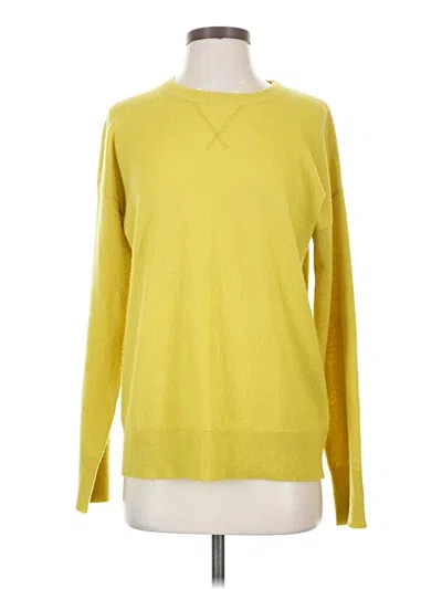 Pre-owned Equipment Long Sleeve Top Yellow Crew Neck Tops