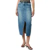 Equipment Manon Raw Hem Denim Midi Skirt In Mid Vintage Wash