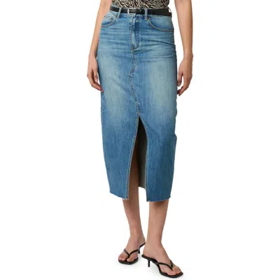 Equipment Manon Raw Hem Denim Midi Skirt In Mid Vintage Wash