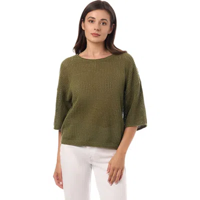 Equipment Mesh Elbow Sleeve Sweater In Green