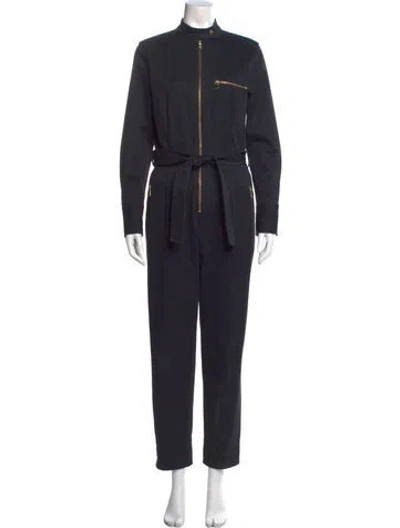 Pre-owned Equipment Mock Neck Jumpsuit In Blue