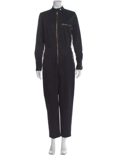 Pre-owned Equipment Mock Neck Jumpsuit In Blue