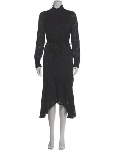 Pre-owned Equipment Mock Neck Long Dress In Black