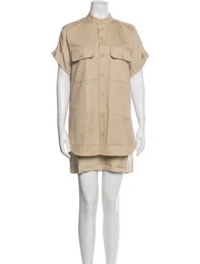 Pre-owned Equipment Mock Neck Mini Dress In Neutral