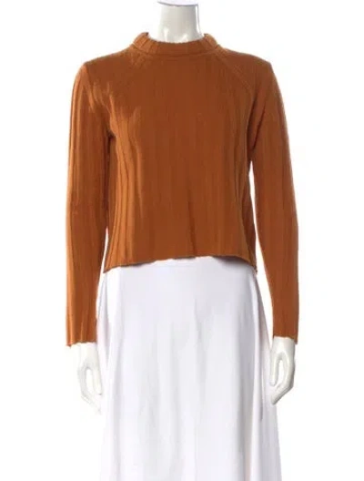 Pre-owned Equipment Mock Neck Sweater In Brown