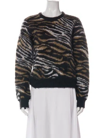 Pre-owned Equipment Mohair Animal Print Sweater In Green