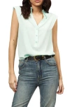 Equipment Nataly Padded Shoulder Sleeveless Silk Top In Blue Light