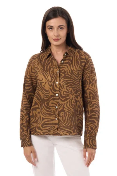 Equipment One Pocket Long Sleeve Linen Shirt In Brown