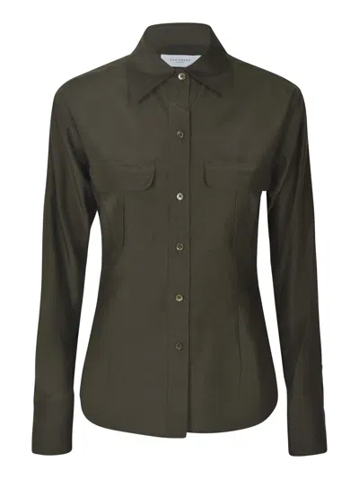 Equipment Patched Pocket Slim Fit Plain Shirt In Forest Night