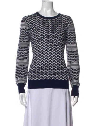 Pre-owned Equipment Patterned Crew Neck Sweater In Blue