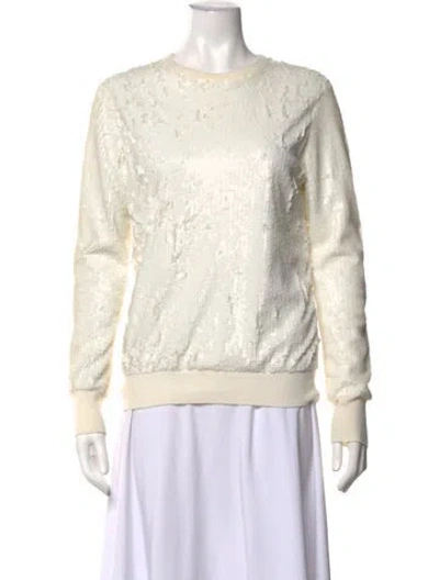 Pre-owned Equipment Patterned Crew Neck Sweater In Neutrals/white