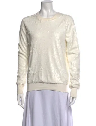 Pre-owned Equipment Patterned Crew Neck Sweater In Neutrals/white