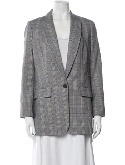 Pre-owned Equipment Plaid Print Blazer In Blue