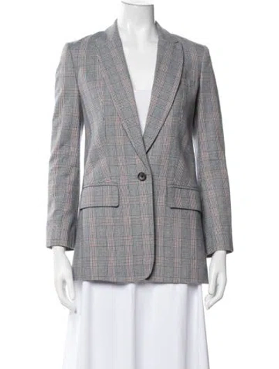 Pre-owned Equipment Plaid Print Blazer In Blue