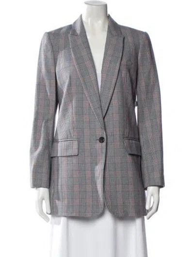 Pre-owned Equipment Plaid Print Blazer W/ Tags In Blue