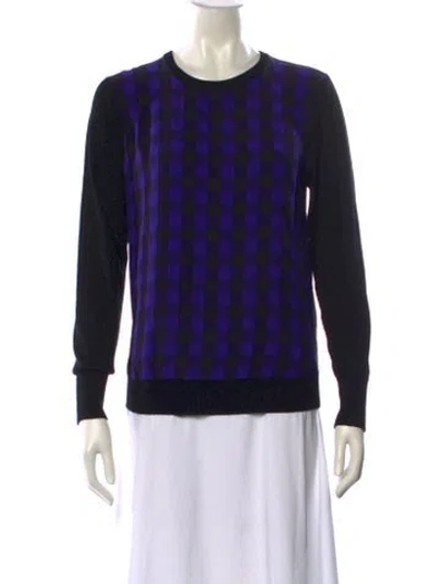 Pre-owned Equipment Plaid Print Crew Neck Sweater In Blue