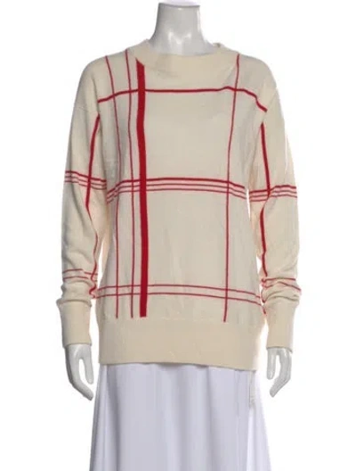 Pre-owned Equipment Plaid Print Crew Neck Sweater In Neutral