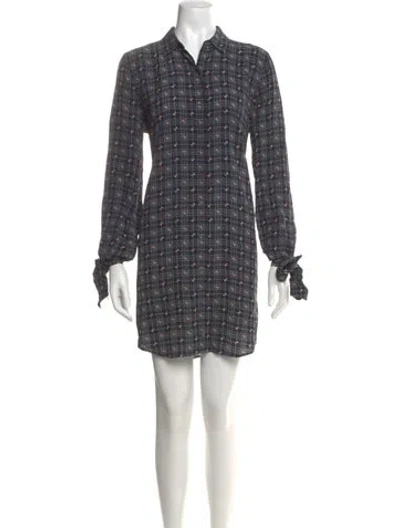 Pre-owned Equipment Plaid Print Mini Dress In Blue