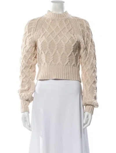 Pre-owned Equipment Plaid Print Mock Neck Sweater In Neutral