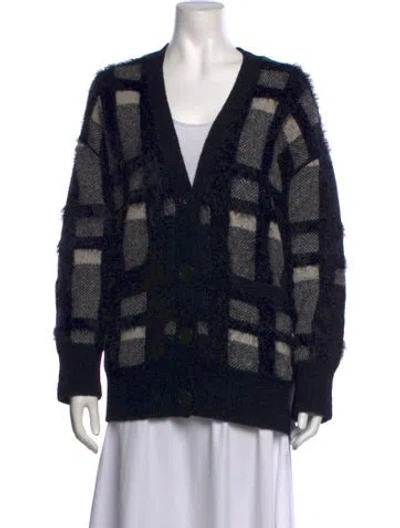 Pre-owned Equipment Plaid Print V-neck Sweater In Black