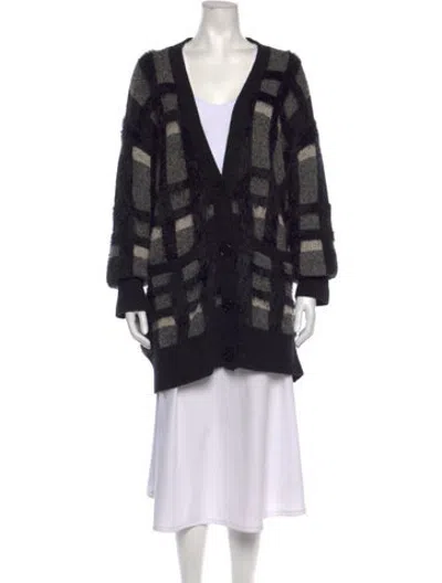 Pre-owned Equipment Plaid Print V-neck Sweater In Black