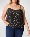 Equipment Plus Size Layla Star-print Silk Cami In True Black And Nature White