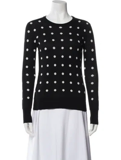Pre-owned Equipment Polka Dot Print Crew Neck Sweater In Black