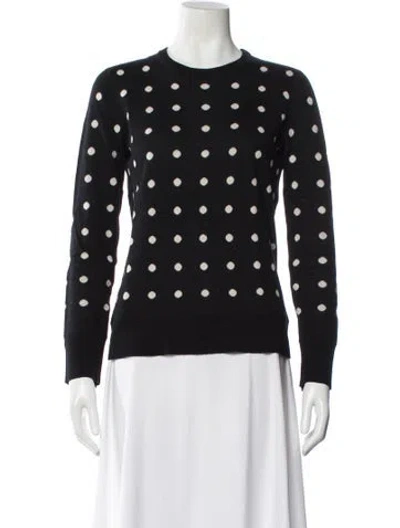 Pre-owned Equipment Polka Dot Print Crew Neck Sweater In Black