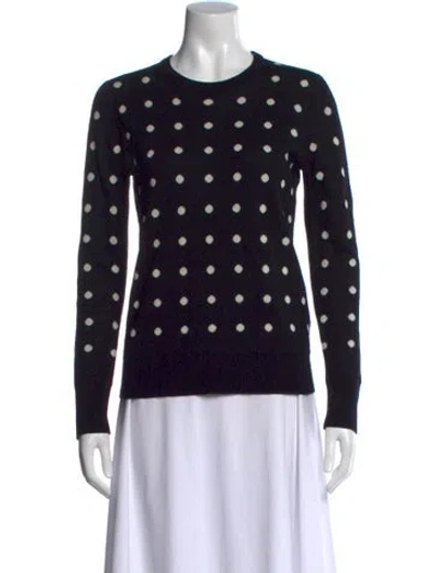 Pre-owned Equipment Polka Dot Print Crew Neck Sweater In Black