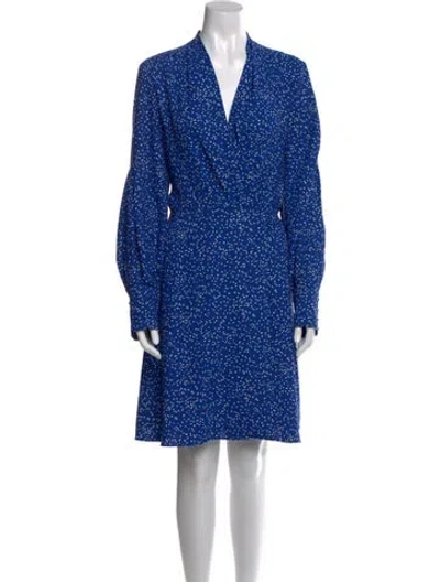 Pre-owned Equipment Polka Dot Print Knee-length Dress In Blue