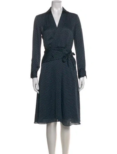 Pre-owned Equipment Polka Dot Print Midi Length Dress In Black