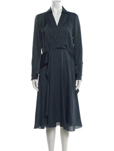 Pre-owned Equipment Polka Dot Print Midi Length Dress In Black