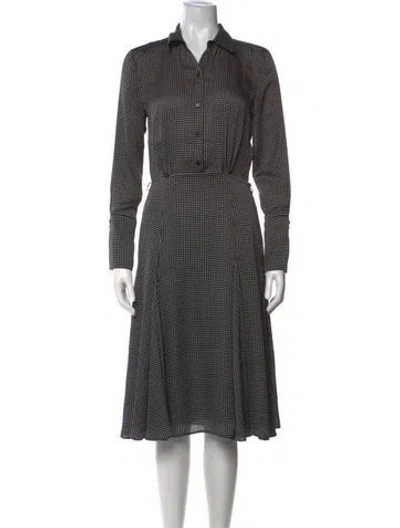 Pre-owned Equipment Polka Dot Print Midi Length Dress In Black