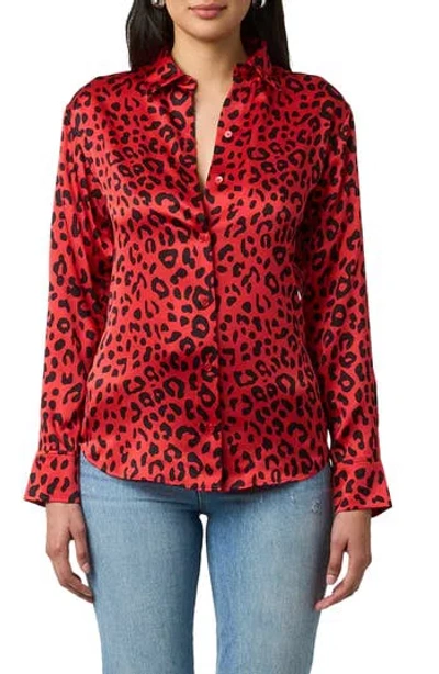 Equipment Print Silk Button-up Shirt In Gazpacho And True Black