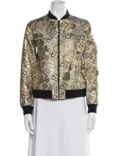 Pre-owned Equipment Printed Bomber Jacket In Silver