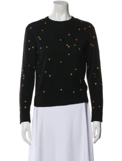 Pre-owned Equipment Printed Crew Neck Sweater In Black