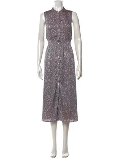 Pre-owned Equipment Printed Midi Length Dress In Blue/pink
