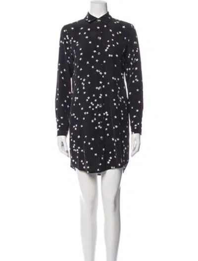 Pre-owned Equipment Printed Mini Dress In Black
