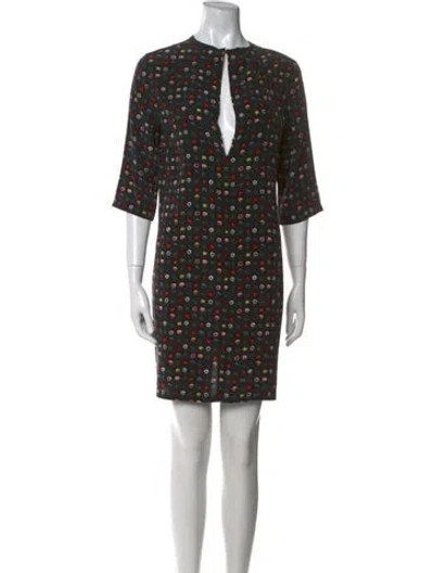 Pre-owned Equipment Printed Mini Dress In Black