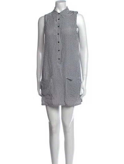 Pre-owned Equipment Printed Mini Dress In Blue